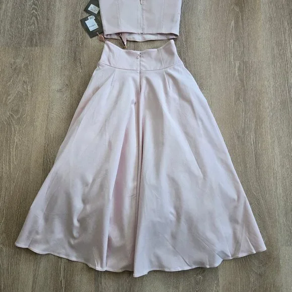 House of CB Pabla Bralette Top & Rita Midi Skirt Set Pink Small New With Tags - Picture 11 of 16